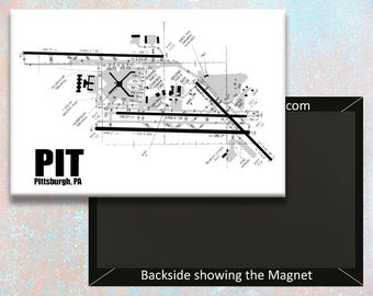 PIT Pittsburgh Airport Diagram Map Handmade 3.25" x 2.25" Fridge Magnet (MM10017)