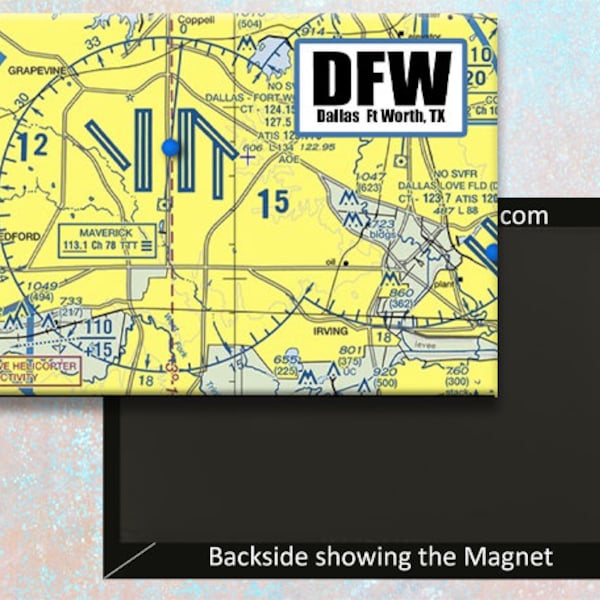 DFW Airport Sectional Map Handmade 3.25" x 2.25" Fridge Magnet (MM10509)