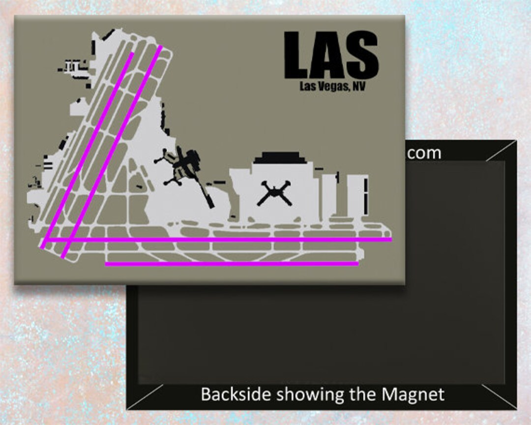 LAS Las Vegas Airport Diagram Map Handmade 3.25" X 2.25" Fridge Magnet ...