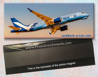 Breeze Airways Airbus A220-300 handgemaakte koelkastmagneet 2 x 5 inch (PMT1793)