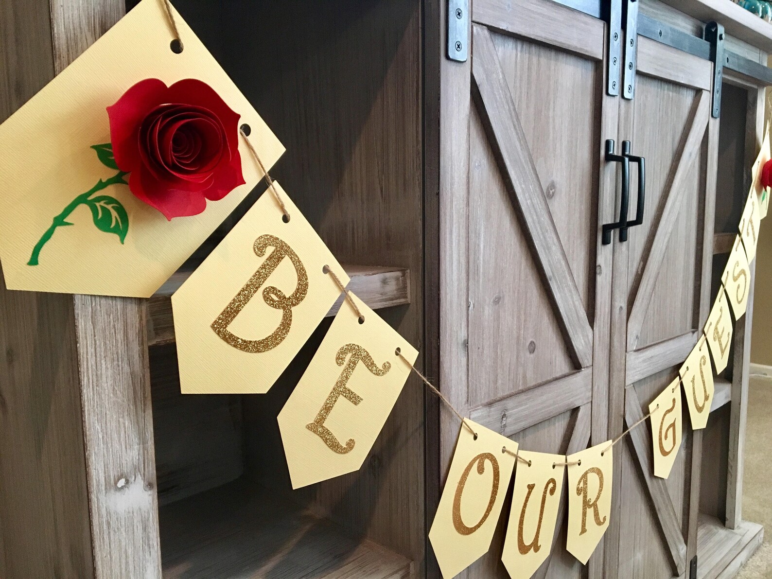 Be Our Guest Beauty and the Beast Banner W/ 3d Roses | Etsy