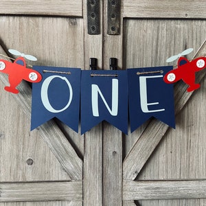 Airplane Highchair Banner-Time Flies, Airplane Birthday, First Birthday