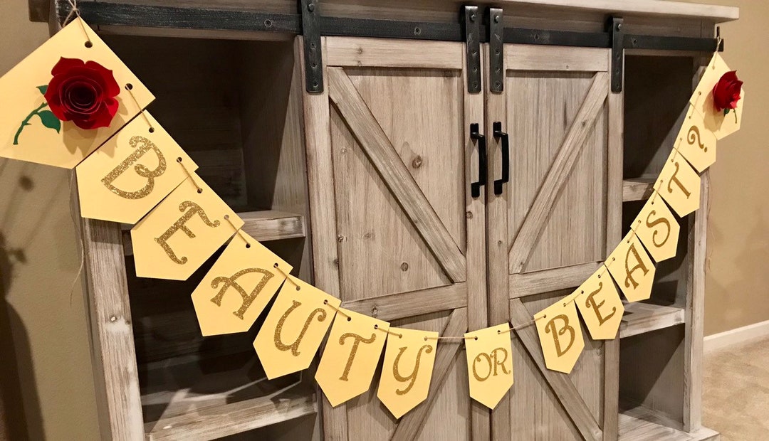 Beauty or Beast Gender Reveal Bannerbe Our Guest, Beauty and the Beast, Gender Reveal Etsy