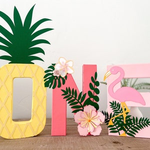 Tropical Themed Paper Mache Letters-Pineapple & Flamingo-Tropical Birthday, Aloha, Luau, Hawaiian Themed Party, Bridal Shower, Baby Shower