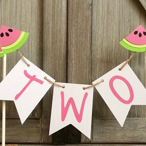 Two-Sweet Cake Topper-Pink Watermelon, Second Birthday, Twotti Fruity