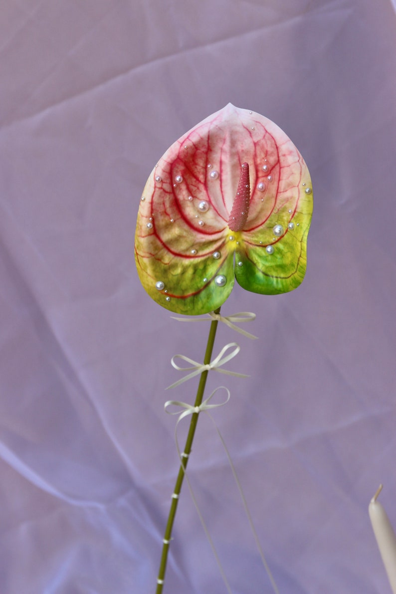 Pearl Anthurium Faux Anthurium Surreal Décor Faux Flowers Home Décor Handmade image 3