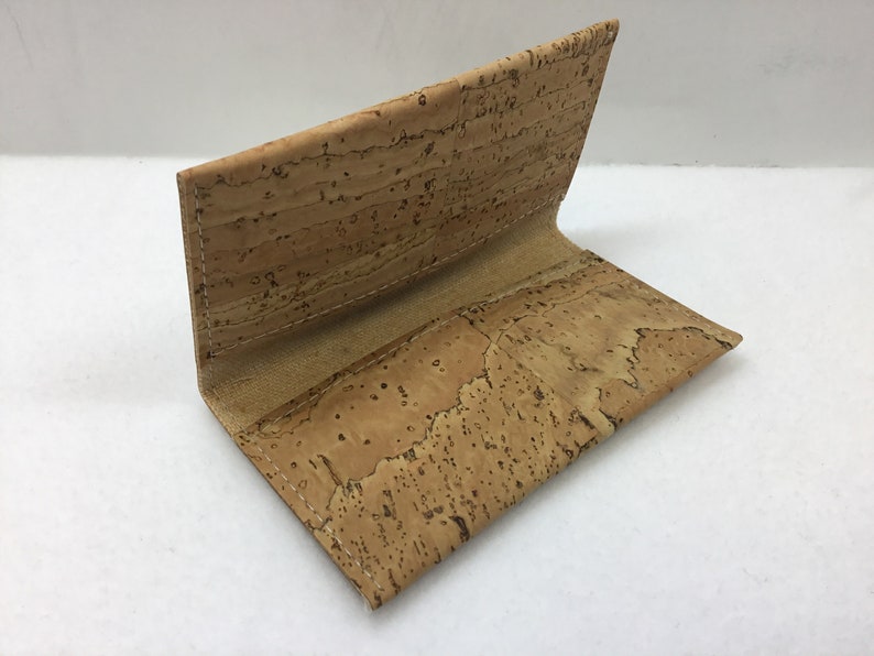 Natural Cork Business Card Holder // Vegan Friendly Cork Fabric Gift Card Holder image 3