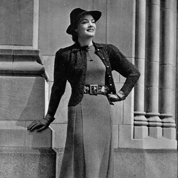 Vintage Women's Knitting Pattern - 1930’s Shetland Dress and Tweed Jacket - Instant Download PDF - 30’s Dresss