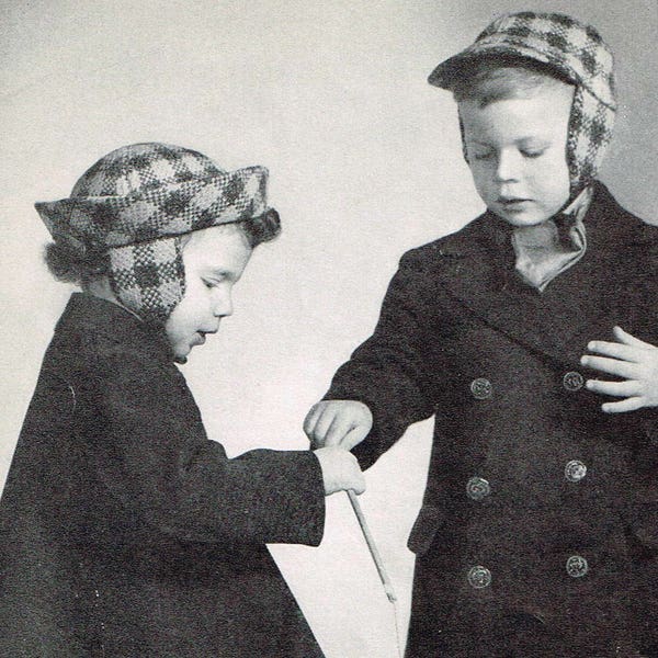 Vintage Knitting Pattern - Plaid Hats for Boys and Girls - PDf downloadable - 40’s retro 1940’s caps