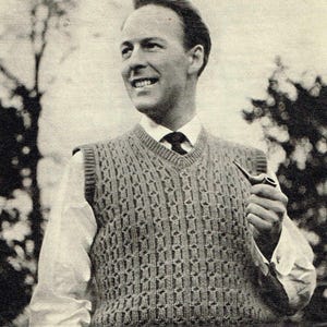 Vintage Men's Knitting Pattern - 50s Sleeveless Pullover - Downloadable PDF - 1950s retro sweater vest