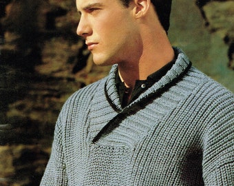 Modèles de tricot pour hommes des années 1980 : Pull à col châle - Téléchargement numérique instantané - Modèle de tricot pour pull pour hommes des années 80 - pdf E Pattern