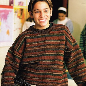 90's Knitting Pattern: Oversized Striped Sweater for Teens - PDF Digital Download E Pattern - 90's sweater - youth knitting pattern