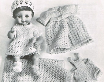 Vintage Doll Knitting Pattern - Doll’s Wardrobe - Doll Clothes for a 13, 14, 15, 16, 17, 18 inch doll. 60’s dolls