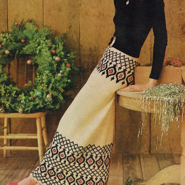 Vintage Woman's Knitting Pattern - Banded Maxi Skirt - 60's skirt pattern - Instant PDF Download - Retro 1960s knitted skirt