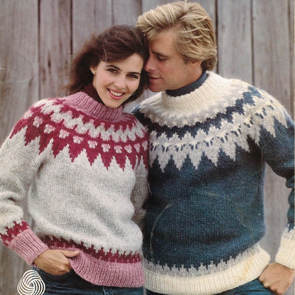 Men's and Women's Icelandic Sweaters - Sweater Knitting Pattern PDF epattern -  downloadable knitting pattern