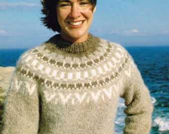 Vintage Knitting Pattern - Men's or Women's Sweater- His & Her's - PDF Downloadable - Retro - 70's 80's - Icelandic Sweater pattern