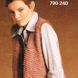 Vintage Women's Knitting Pattern - Loose Drapping Vest - PDF Instant Downloadable - Retro 1970s - Printable Knitting Pattern - Waistcoat