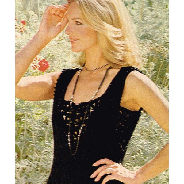 Woman’s Knitting & Crochet Pattern - Maxi Evening dress: Crochet Top and Knitted Skirt - PDF Downloadable e-pattern - 1970’s - sweater dress