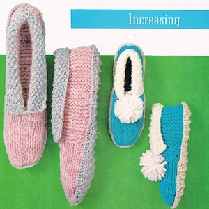 Vintage Knitting Pattern - Slippers for Men, Women & Children - Downloadable PDF - 1950’s 1960’s Retro Slippers 50’s 60’s