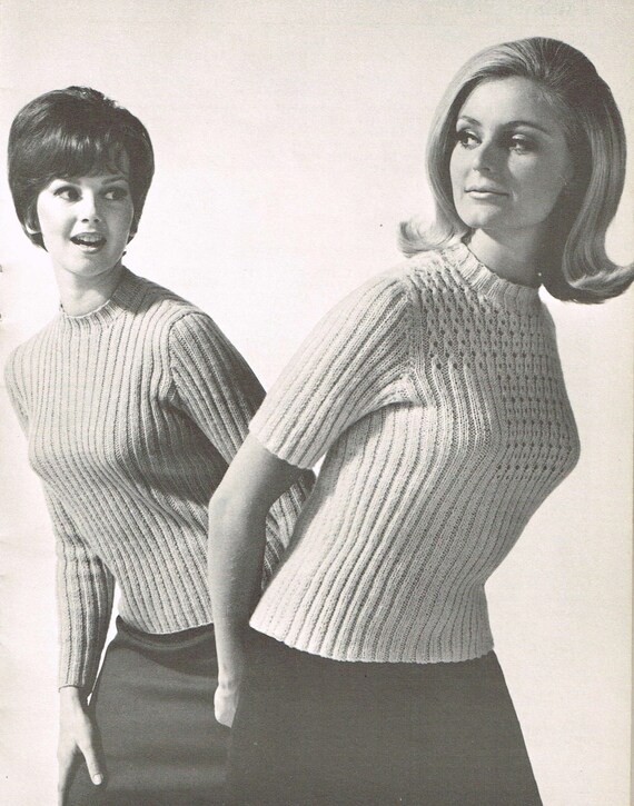 Modello a maglia vintage da donna Maglione a coste anni 60 con o con il nostro tuorlo download immediato PDF Top retro anni 60 Etsy Italia