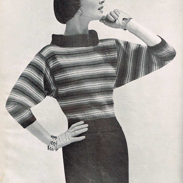 A Women’s 50’s Sweater and Pencil Skirt Knitting Pattern - PDF Download - Retro 1950’s Knitwear - Sweater Dress