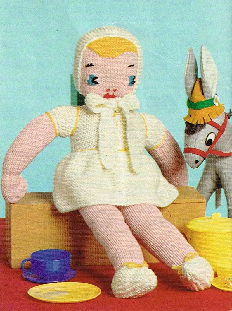 Vintage Doll Knitting Pattern Knitted Doll Pattern Vintage Toy Pattern Vintage Knitting Pattern Soft Doll Pattern image 1
