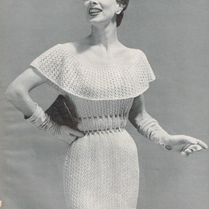 A Women’s 50’s Lace Dress Knitting Pattern - PDF Download - Retro 1950’s Knitwear - Sweater Dress