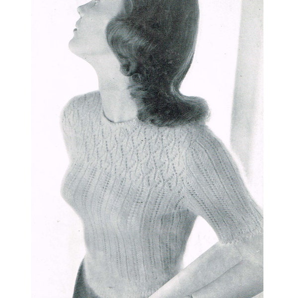 Vintage Women's Knitting Pattern - Ladies angora sweater - 40s 50s - instant download PDF - 1940s sweater pattern - retro