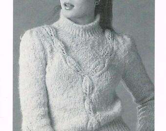 Women's Sweater Pattern - Vintage Knitting Pattern - PDF epattern - 80's Sweater Knitting Pattern - Mohair Sweater - 1980's - Pullover