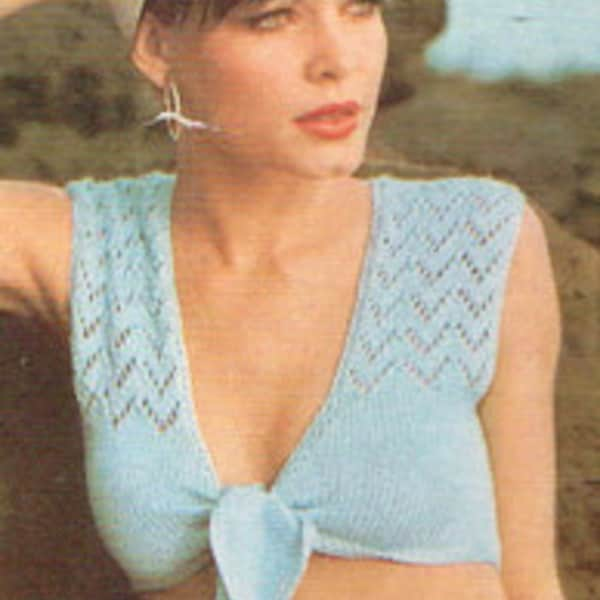 Vintage Women's Knitting Pattern - Ladies summer vest - 70's instant download PDF - knitting pattern for ladies