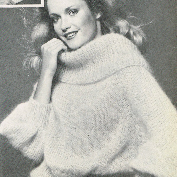 Vintage 1970's Women's Knitting Pattern - Ladies Super Cowl Dolman - Instant download - PDF e pattern - 70's easy knitting pattern