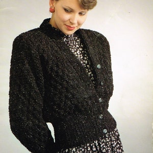 Knitting Patterns for Women - Textured Cardigan - PDF Downloadable E Pattern - 80's Sweater Pattern - Cardigan Knitting Pattern