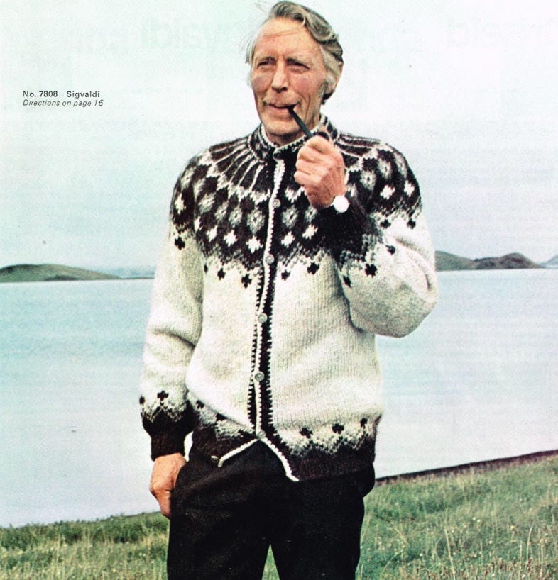 Vintage Knitting Pattern Retro Sweaters His and Hers Pullover or Cardigan Pattern PDF Instant download Icelandic Yarn