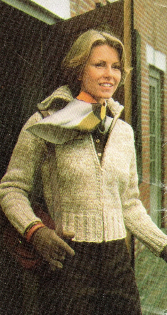 PDF Vintage Knitting Pattern Short Knitted Jacket With Turtleneck