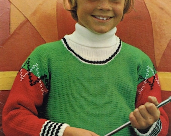 Child’s Argyle Sweater: Knitting Pattern - PDF Downloadable e pattern - 1980’s retro sweater - 80’s fashion