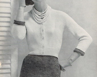 A Women’s 2 Piece 50’s Suit: Jacket and Skirt - PDF Download - Retro 1950’s Knitwear - Sweater Dress