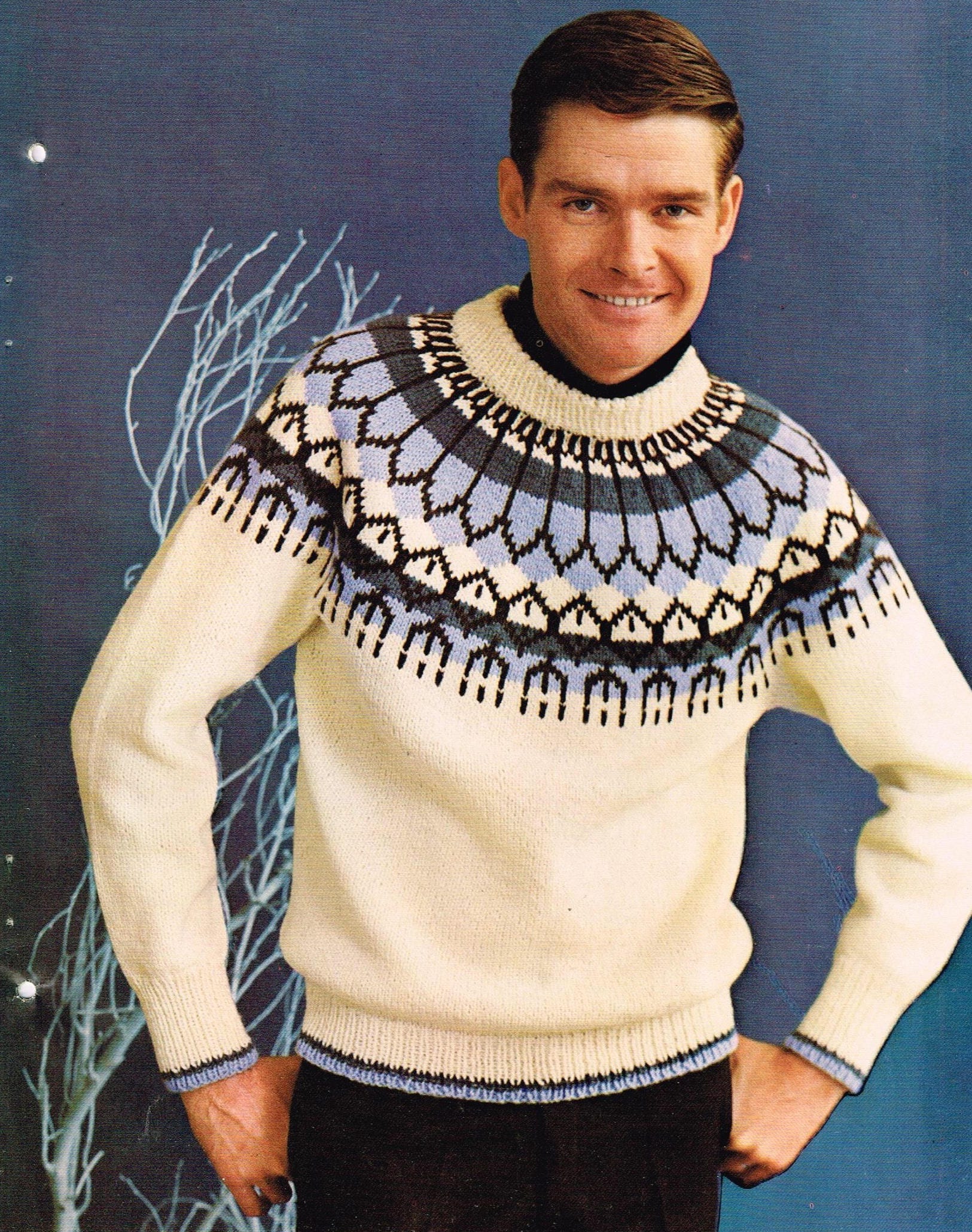 Vintage Knitting Pattern Mens Yolked Pullover Pdf Download - Etsy