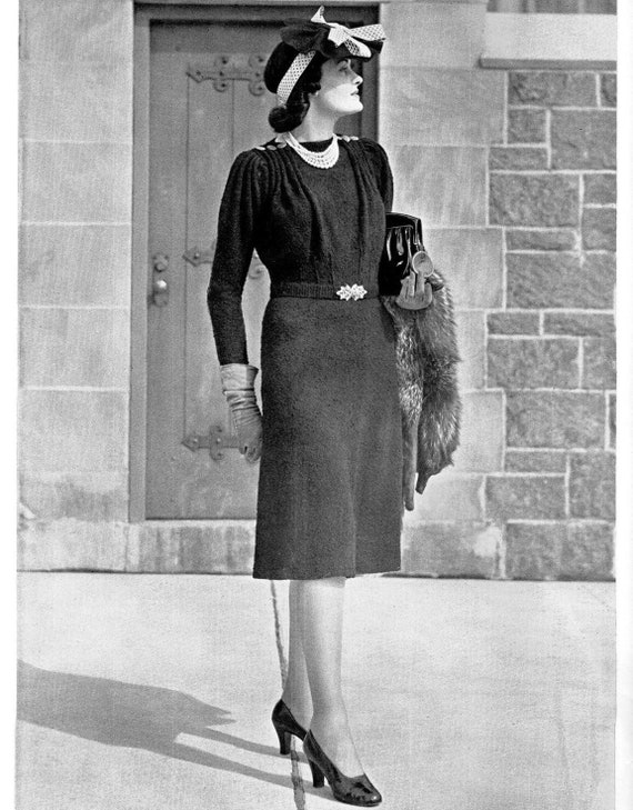 Patron de tejido vintage para mujer Vestido de tarde de los anos 30 Descarga instantanea PDF Vestido de los anos 30 Etsy Espana