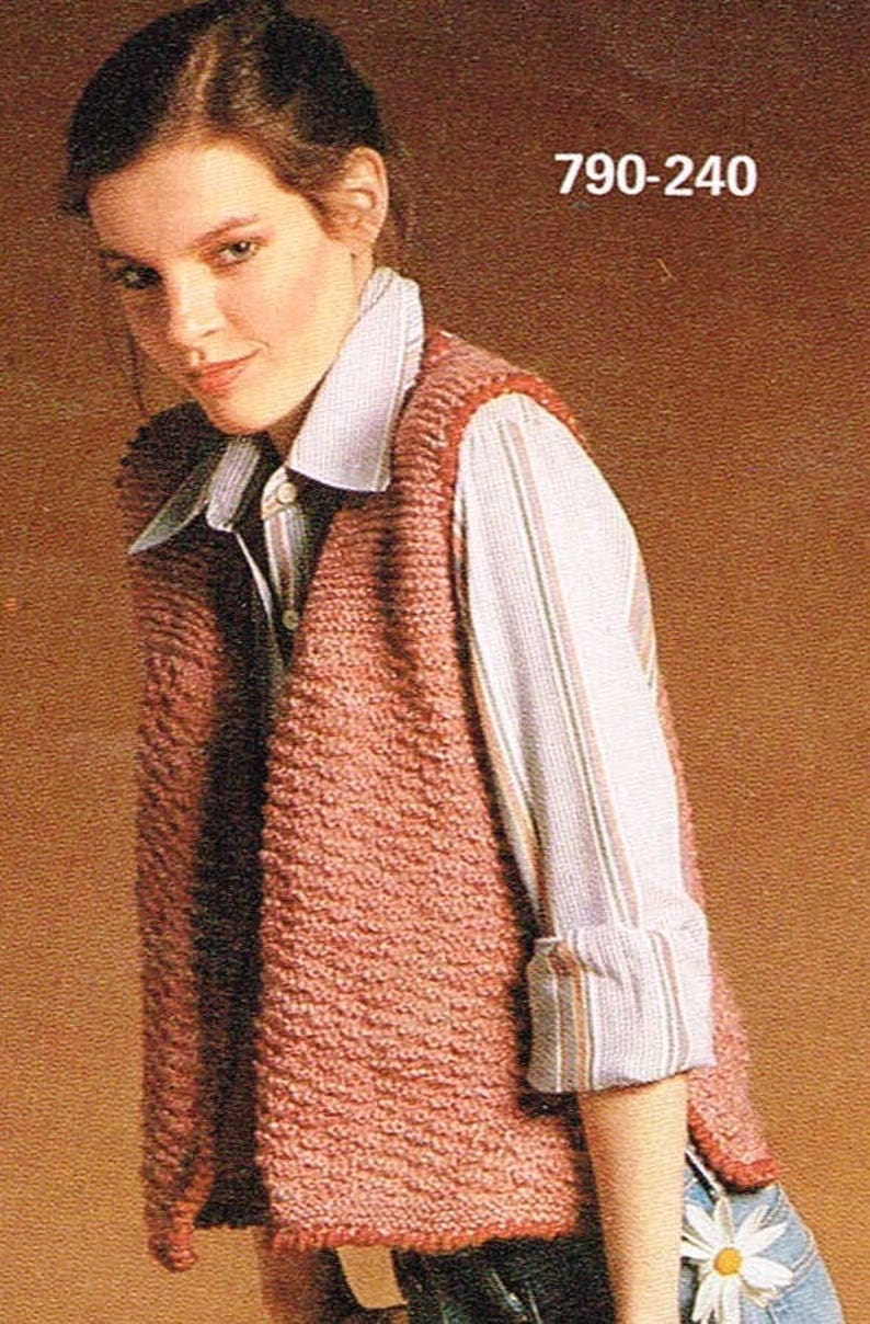 Vintage Women's Knitting Pattern Loose Drapping Vest Etsy
