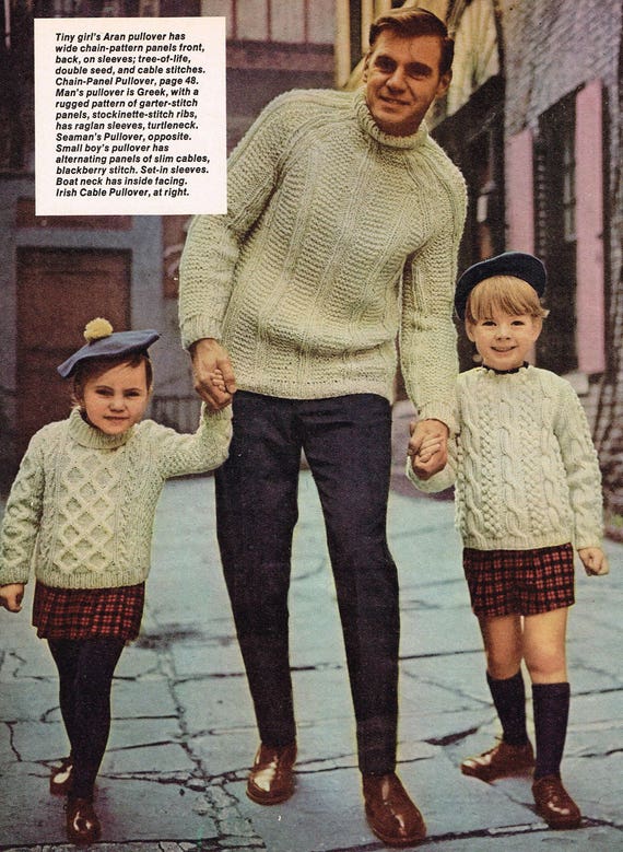 Vintage Knitting Pattern Irish Cable 