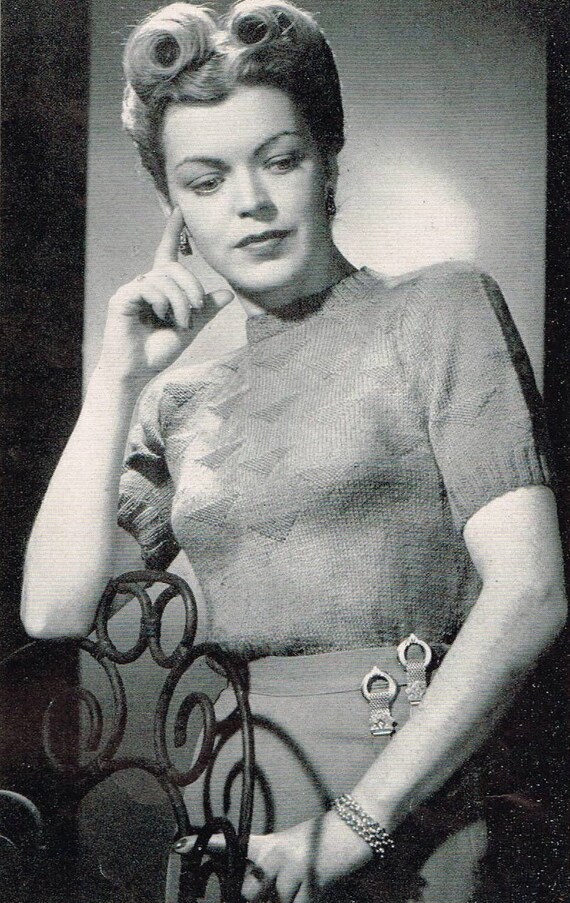 Vintage Knitting Pattern Womens Short Sleeve Blouse With Etsy