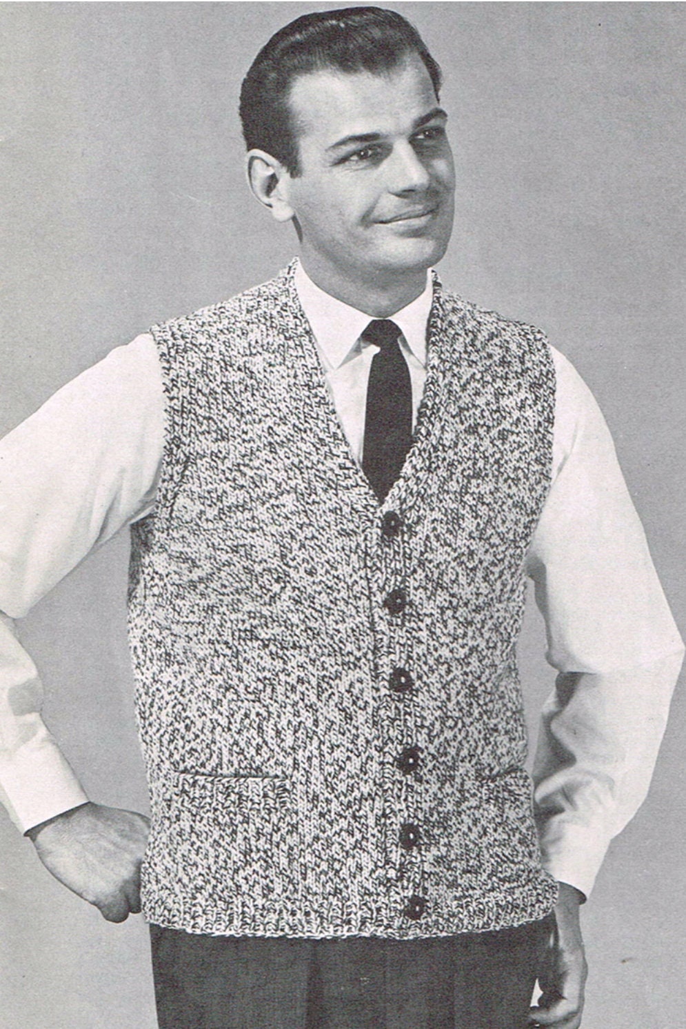 Mens Sleeveless or Collared Cardigan Knitting Pattern PDF Downloadable