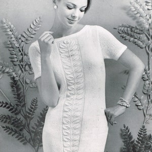 60's Women's Knitting Pattern: Wiggle Dress with Leaf Pattern & Bolero- PDF digital download E Pattern - Printable Pattern