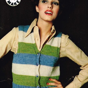 Vintage Knitting Patterns for Women - Simple Vest - Retro Style - 70's - Instant PDF Download - Easy knitting pattern sweater vest