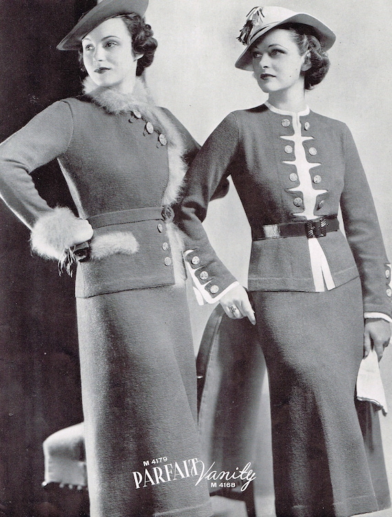 Patrones de punto de los anos 30 Trajes de 2 piezas para mujer PDF descargable Retro de los anos 30 Parfait Vanity Etsy Espana