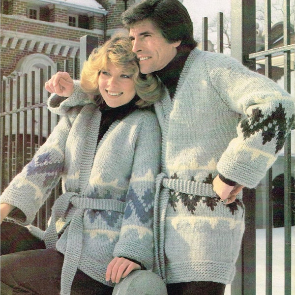 Vintage Knitting Pattern - Wrap Jacket Cardigan Sweater - Men's or Women's - PDF Download - Retro - 70's