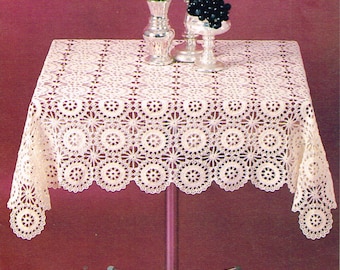 Vintage Crochet Pattern - Table Cloth - 80's crochet pattern - digital download PDF - retro - kitchen linens - kitchen decor