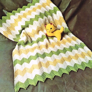Baby Blanket Crochet Pattern - instant download PDF - 70s 1970s vintage chevron blanket Pattern - printable crochet pattern
