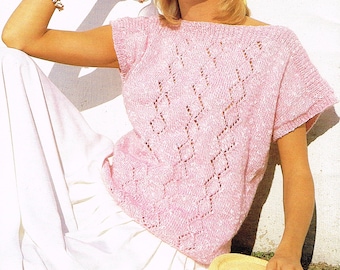 Woman’s Sleeveless Knitted Top: 80's Vintage Knitting Pattern - PDF Downloadable e-pattern - 1980’s Women’s Sweater -  sleeveless top