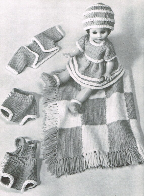 Vintage Doll Knitting Pattern Dolls Wardrobe Doll Clothes Etsy